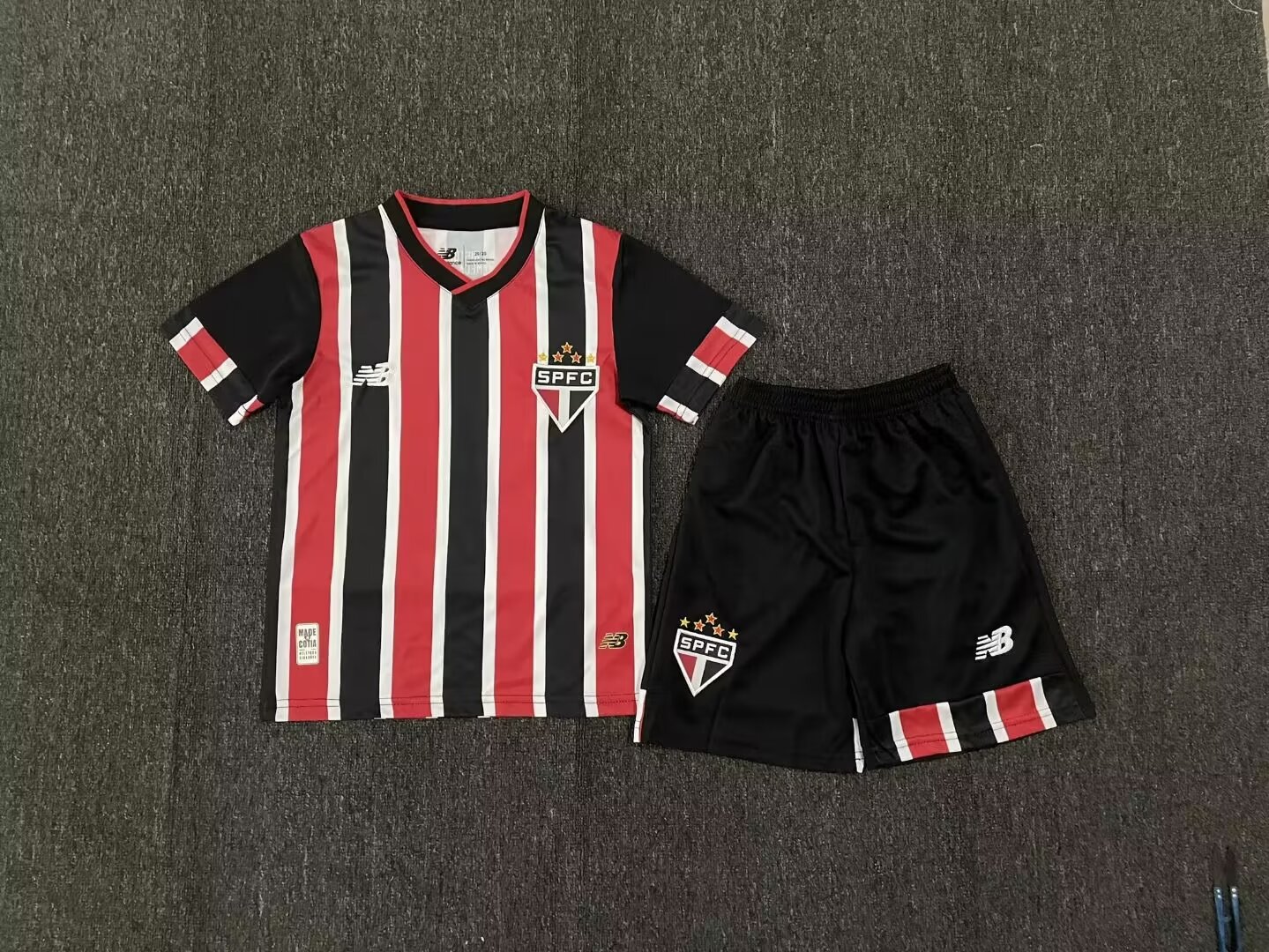 Kids-Sao Paulo 24/25 Away Black/Red Soccer Jersey